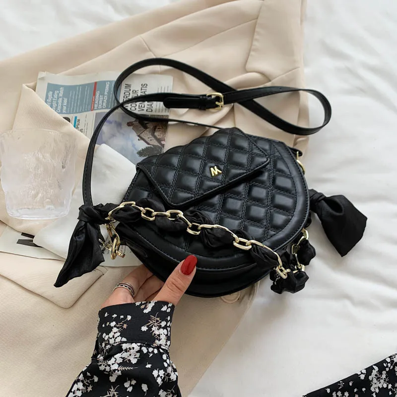 

2021 Summer New Women'S PU Saddle Bag Tide Fashion Chain Crossbody Bag Hundred Ins Single Shoulder Small Square