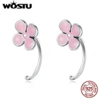 Серьги-гвоздики женские из серебра 2021 пробы, с розовым цветком, CQE1286