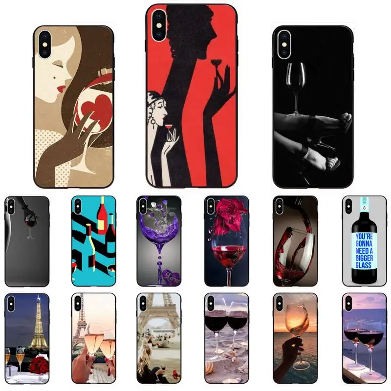 На бокал для вина в Париже Красный бутылки стеклянный Чехол мобильного телефона