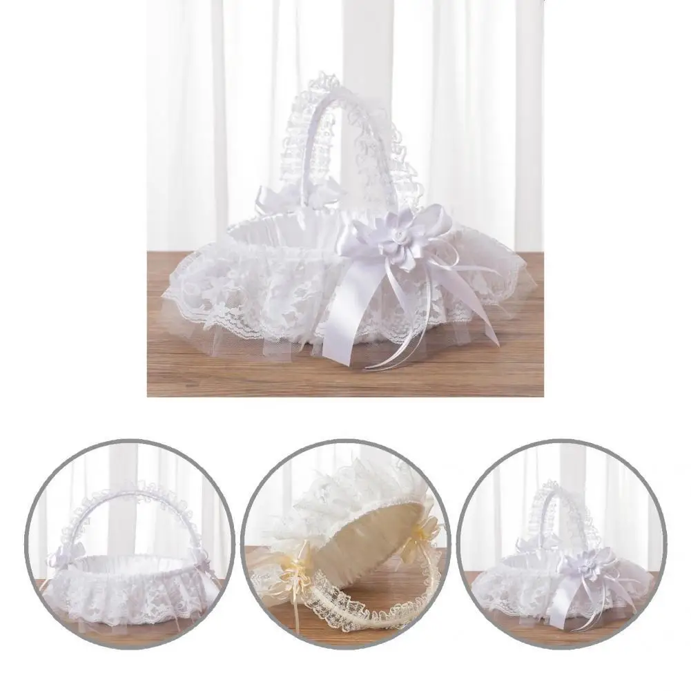 

Petal Basket Wonderful Strong Visual Effect Flower Basket Easy to Carry Aesthetic Wedding Basket