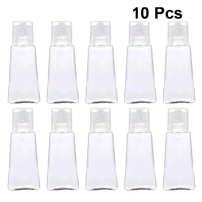 

10pcs 30ml Trapezoidal Empty Hand Sanitizer Bottles Refillable Plastic Container Transparent Gel Bottle