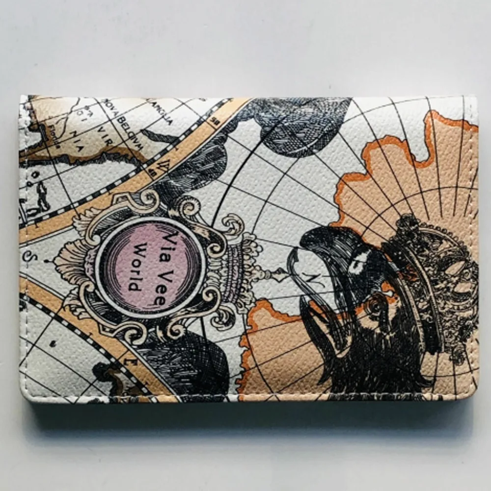 Дорожный набор для документов Обложка на паспорт Ручной портативный пакет для карт Новая мода Мир Сумки для карт для женщин кожа женская сумка