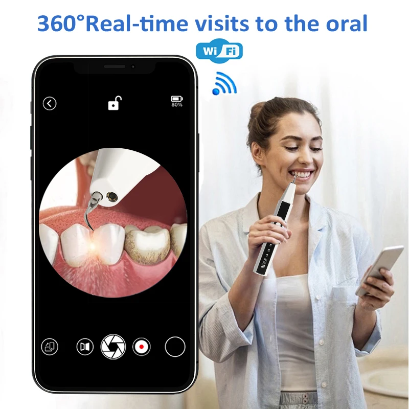 Электрический звуковой зубной скалер для отбеливания зубов с HD-камерой