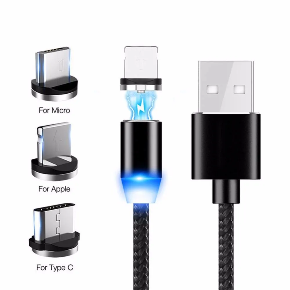 3 in 1 Магнитный микро-usb-кабель Android для IPhone X XS 8 7 Plus samsung мобильный телефон Быстрая зарядка usb type C зарядный кабель провод шнур - Цвет: 3 in 1