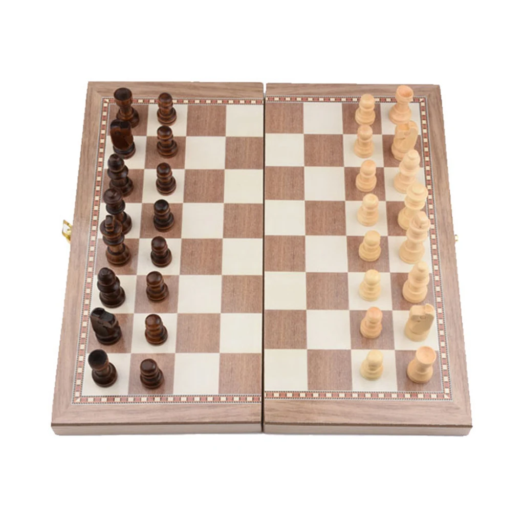 

3-in-1 Wooden Chess Set Portable International Chess 11.6x11.6 Inch Chess Board Game Sets for Kids Adults