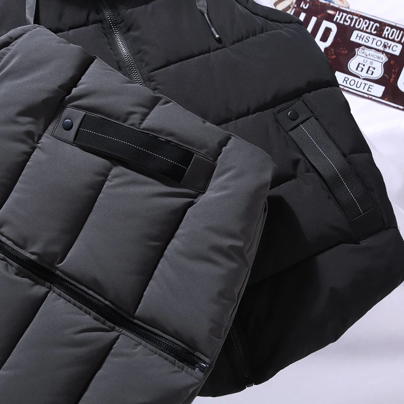 

Winter Down Vest Men Hat Detachable Hooded Sleeveless Jackets Warm Parka for Men Unisex Waistcoat Plus Large Size 7XL