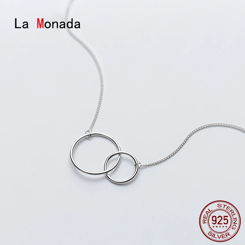 

La Monada Silver Chain Necklace For Women Circle Interlock Fashion Minimalist Silver 925 Jewelry On The Neck Womens Necklaces 31