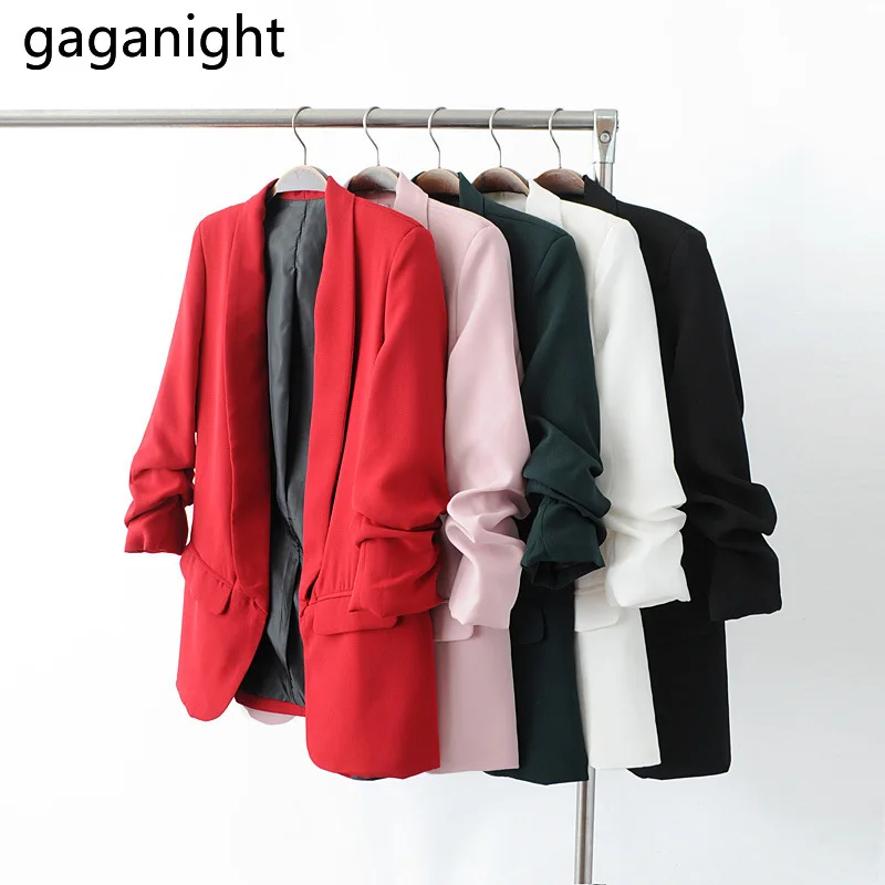 

Gaganight Elegant Women Blazer Spring Autumn Fashion Office Lady Korean Solid Slim Coat with Lining Casual Outwear Ropa Mujers