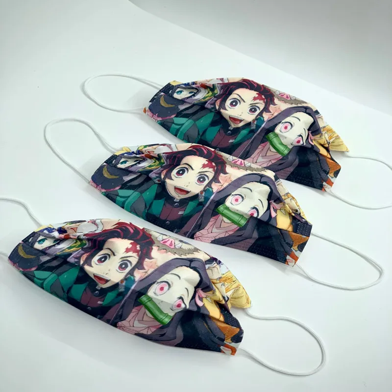 50 Pcs /box Hot Sale Demon Slayer Cosplay Mask Adults Children's Masks Printed Masks Full Edition Demon Slayer's Blade Masks