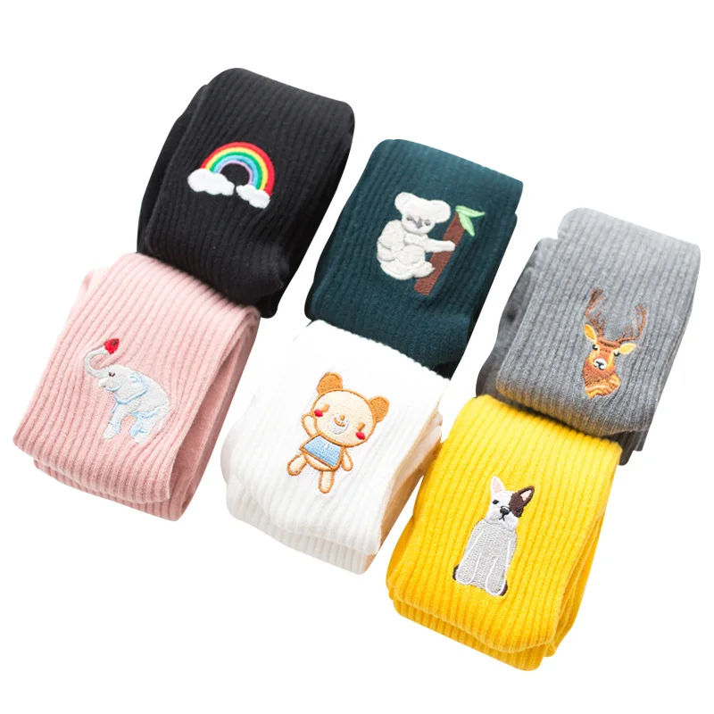 Милые колготки с 3D рисунком оленя для девочек 2019 осенний нагреватель леггинсы