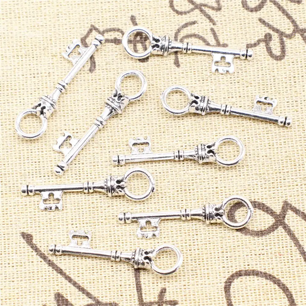 Подвеска-аксессуар 9x29 мм, подвески для ключей, античное серебро, 10 шт.