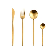upscale gold cutlery set steak knife fork coffee spoon stainless steel dinnerware set metal reusable tableware home dinner set