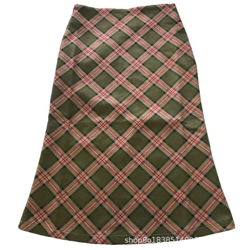 

Zoulv 2021 Spring Summer Retro Fishtail Skirt Slim Plaid Pastoral Skirt High Waist Cotton Girls Leisure Skirt Gothic Women