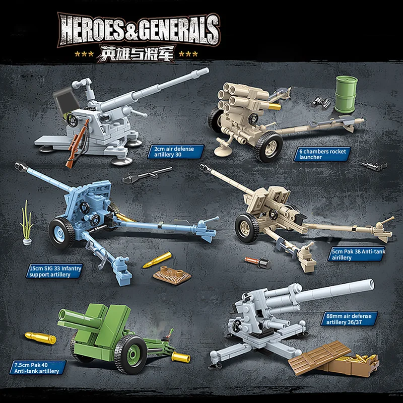 Военная серия сделай сам пушки строительные блоки военный солдат фигурки Наборы