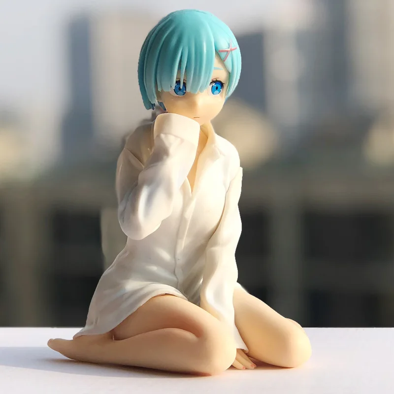 

11CM Sitting Anime white shirt Re:Life in a different world from zero Brianna Knickerbocker Ram Rem doll Model toys Gift