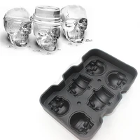 4 cavity 3d skull silicone ice cube tray mold bar diy whisky wine ice maker skull head ice cube mold bar party supplies