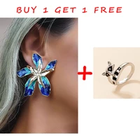 docona new bohemia colorful dripping oil flower stud earring for women gothic geometric metal earrings female jewelry accessory