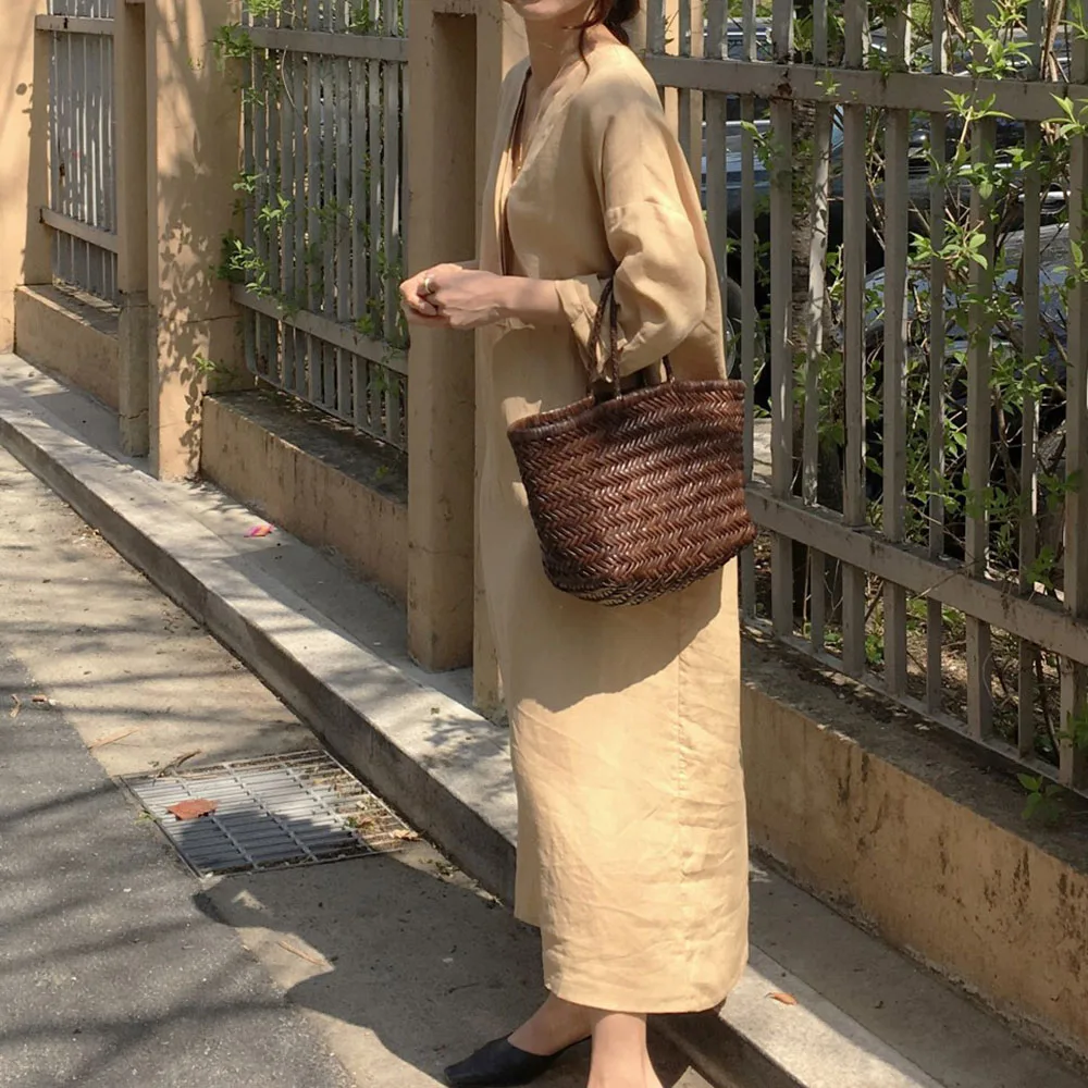 

Korean Women's Retro Dress Solid Long Sleeve V-neck 2021 Spring Autumn Medium Length New Loose Lace Shirt Skirt