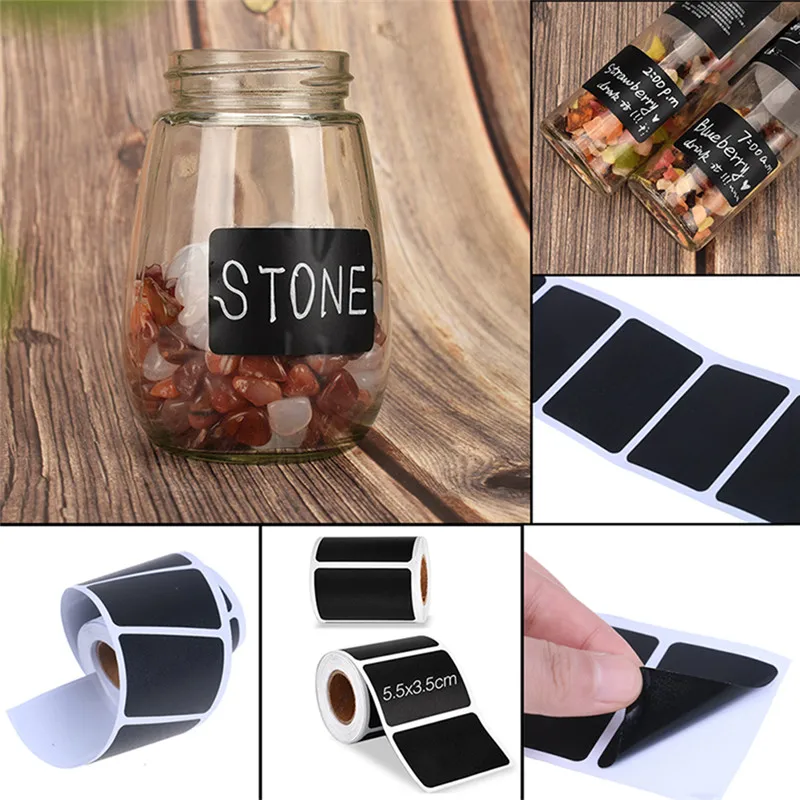 

120pcs/roll Waterproof Chalkboard Kitchen Spice Label Stickers Home Jam Jar Bottle Tags Blackboard Labels Stickers Marker Pen