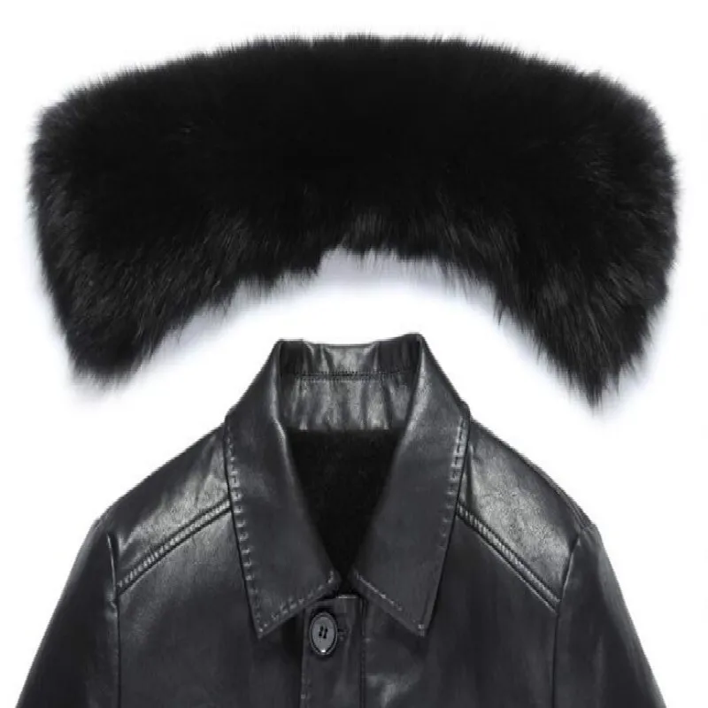 Шуба с кроличьим мехом на молнии мужская теплая Вельветовая одежда кожаная