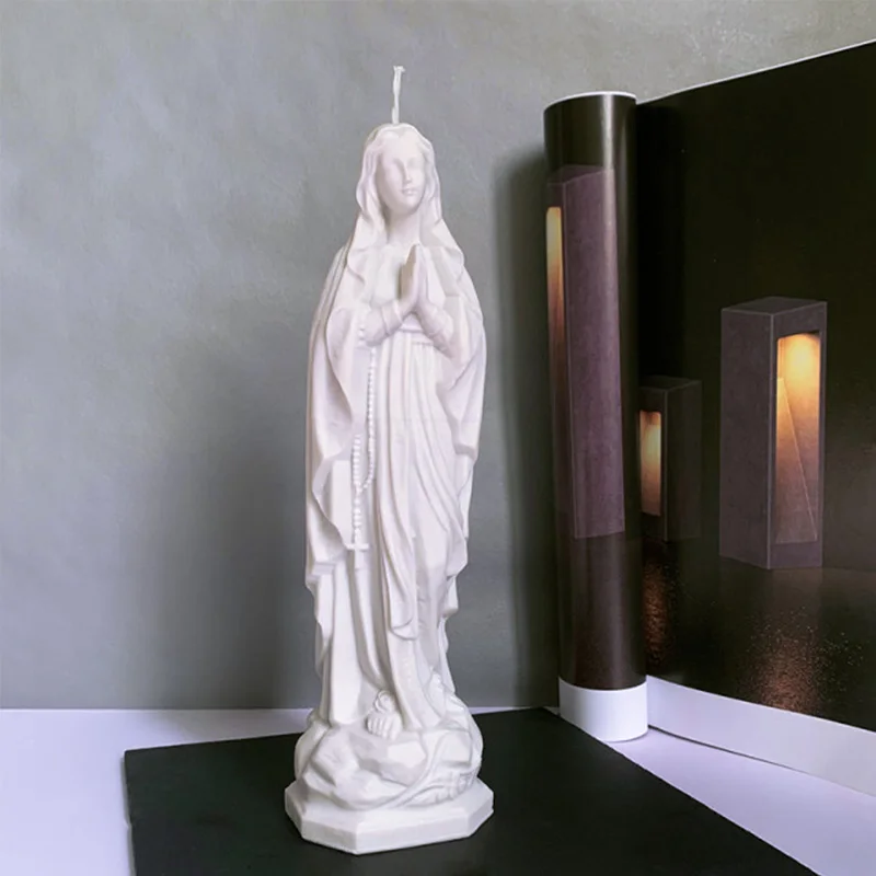 Virgin Mary Model Figure Gypsum Sillicone Mold Candle Aromatherapy Resin Plaster Portrait Blessing DIY Home Decor Silicone Mould