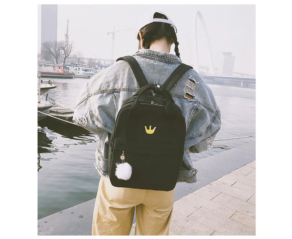 TTOU, японский и корейский стиль, Harajuku, милый, вышивка, кошка, корона, холст, рюкзак, прекрасный, консервативный стиль, ранец, школьная сумка для девочек