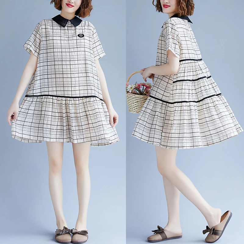 Новинка 2020 Брендовое летнее платье для беременных женское клетчатое большого