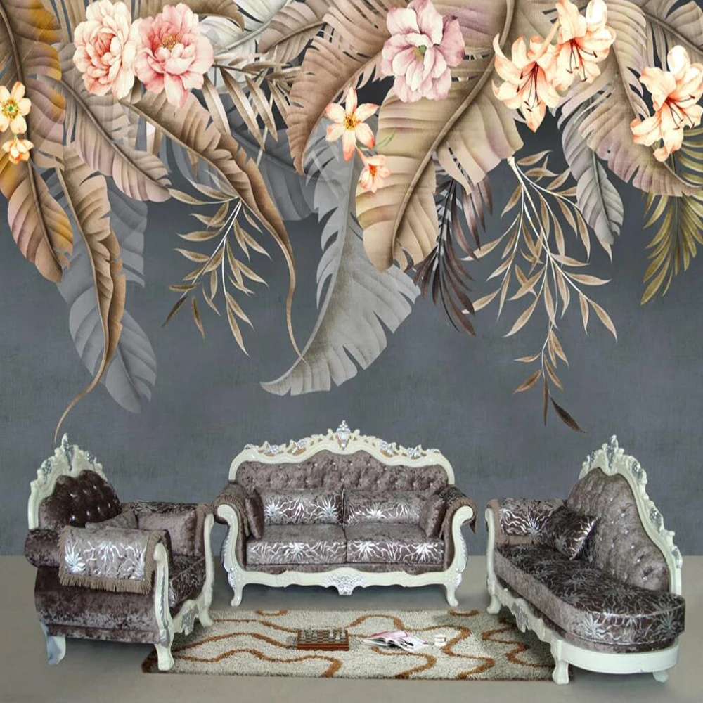 Большие настенные 3D обои на заказ красивые растения цветок скандинавский фон