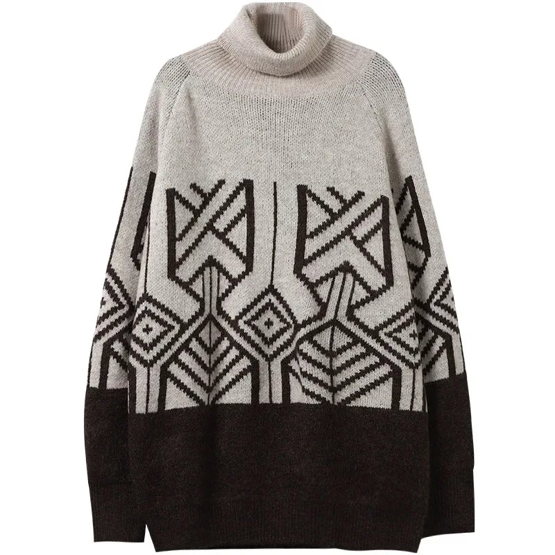 Свитер Женский вязаный Max LuLu с высоким воротником в Корейском стиле свободный