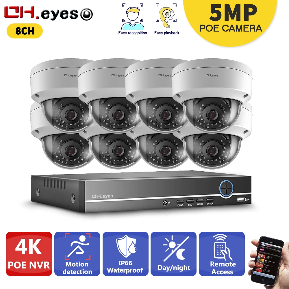 

OH.Eyes Face detection Security System 8CH NVR Kit POE IP Camera IR Outdoor IP66 Motion Detection CCTV Video Surveillance Kits