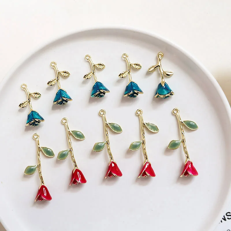 

Diy материалы ручной работы красная роза синий Демон Цзи сплав ювелирные изделия Аксессуары Серьги Браслет Брелок подвеска 4 шт.