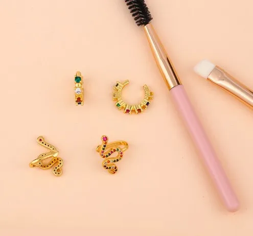 Серьги-клипсы yuhj3 из многоцветной латуни с фианитами зажимы для ушей без пирсинга