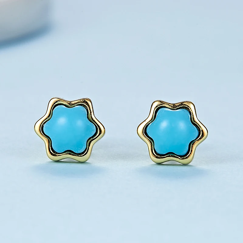 

Particular Turquoise Octagon Silver Stud Earrings for Women/Men Geometric Genuine Sterling Silver Gemstone Jewelry Casual OPE006