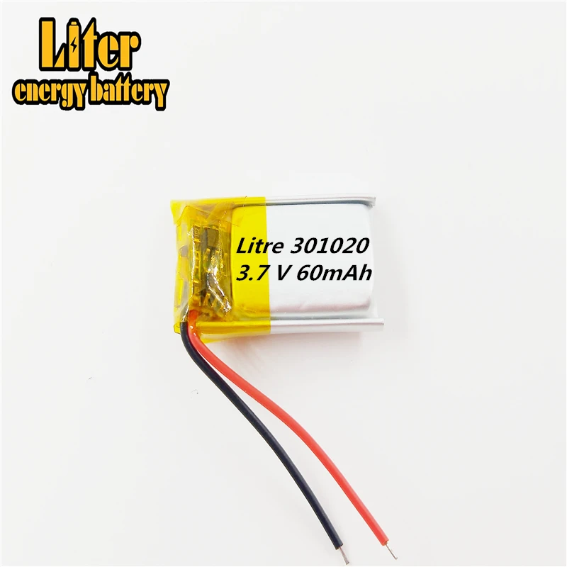 3.7V 60mAh 301020 Lithium Polymer Li-Po li ion Rechargeable Battery cells For Mp3 MP4 MP5 GPS PSP mobile bluetooth | Электроника