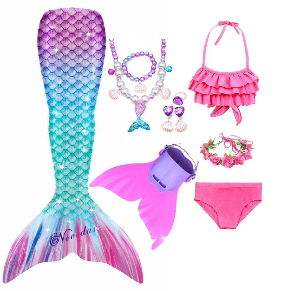 Детский Моноласты русалки хвосты для купания плавник дети девочки Раздельный