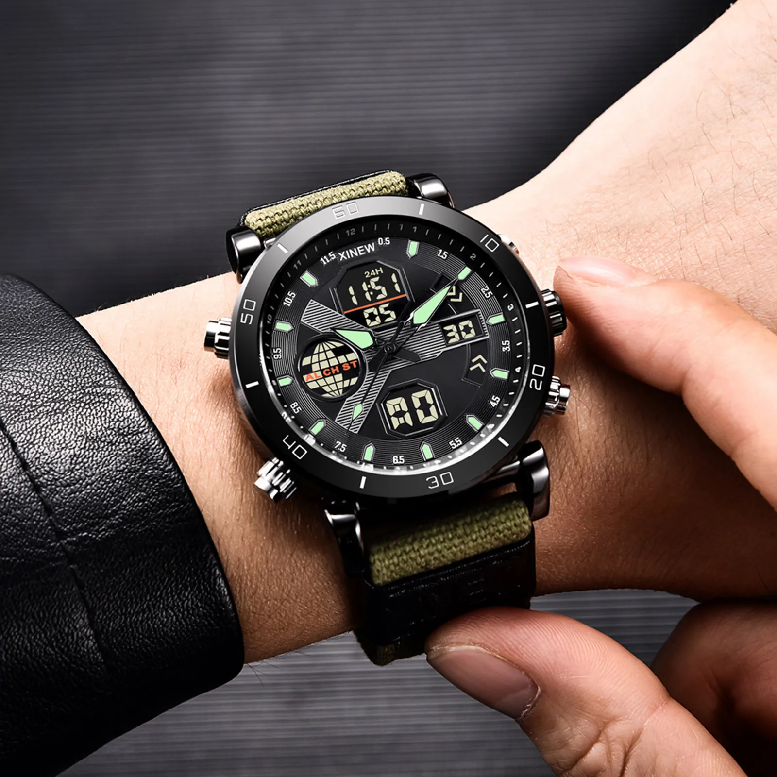 

Men Fashion Sports Watch Waterproof Quartz Digital Led Casual Watches Mesh Belt Luminous Clock Relogio Masculino