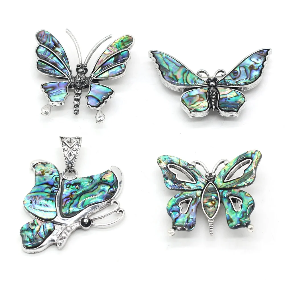 

Natural Shell Alloy Pendant Brooch Exquisite Butterfly Shape Abalone Shell Metal Charms for Jewelry Making Necklace Bracelet DIY