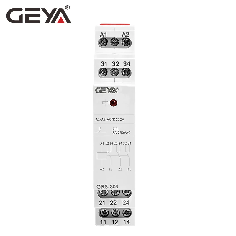 GEYA Din Rail GR8 AC DC 110V промежуточное реле вспомогательное 8A 16A SPDT электронное онлайн