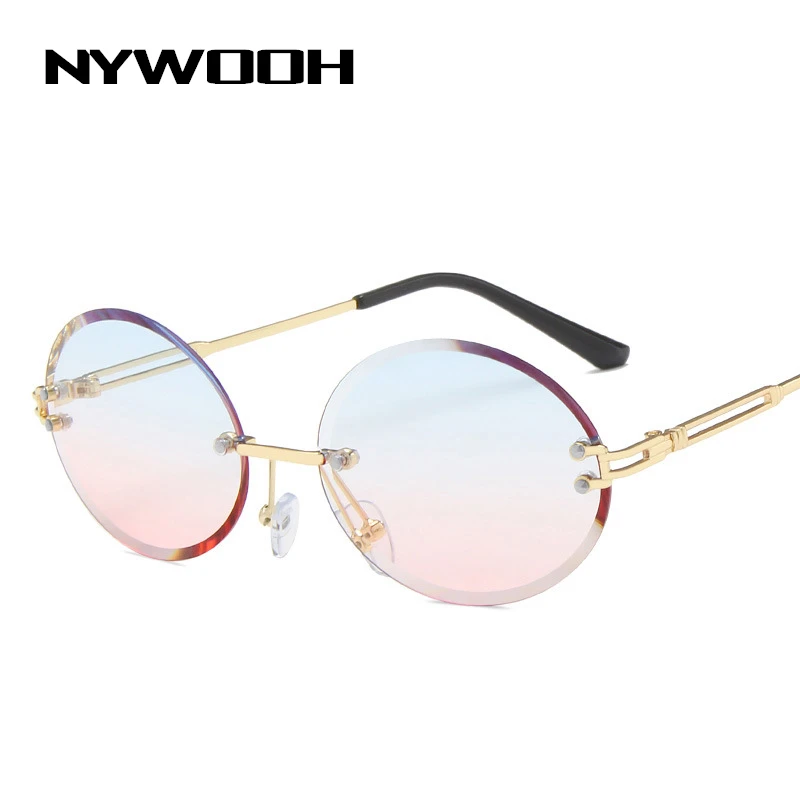 

NYWOOH Fashionable Round Sunglasses Women Luxury Brand Designer Rimless Gradient Sun Glasses Shades Ladies Small Sunglass UV400