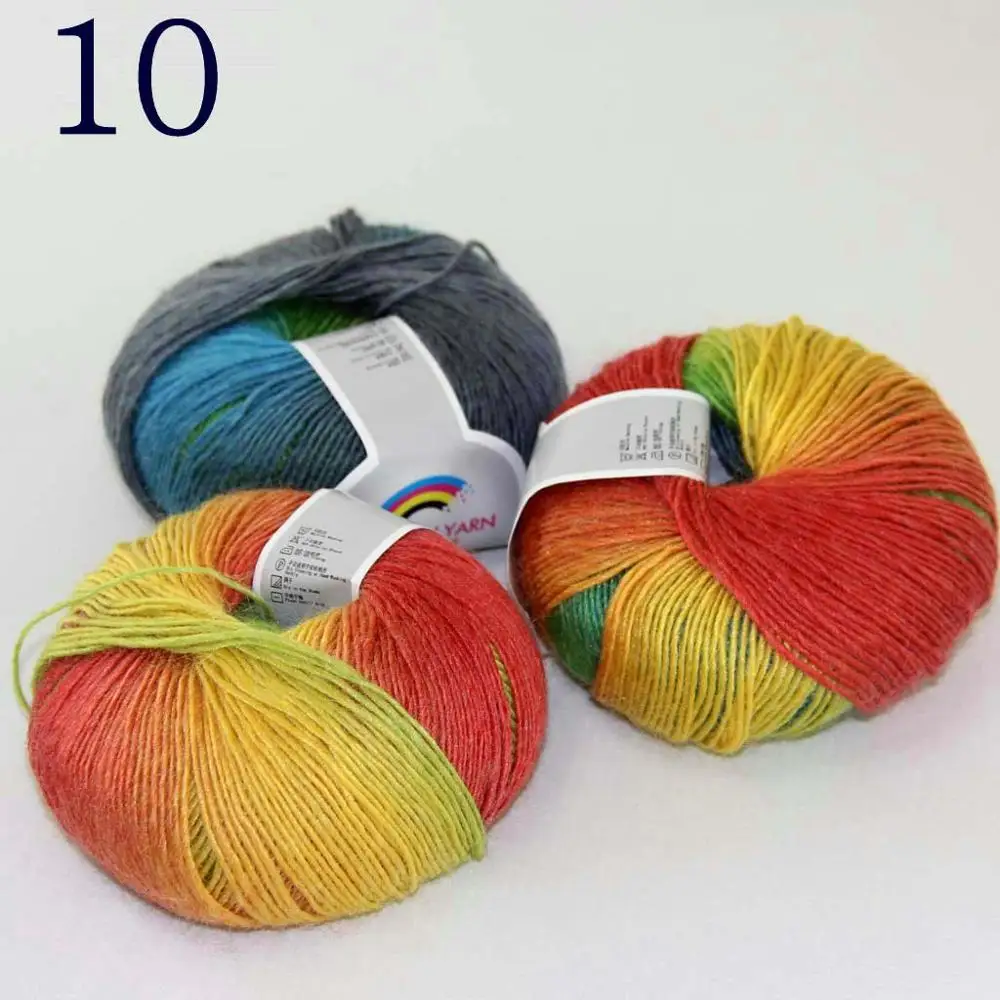 Распродажа мягкая 4x50гр шарики кашемировая шерсть цветная Радужная обертка шаль