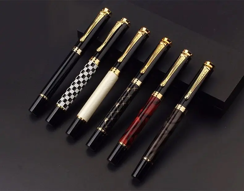 Jinhao 500 черная Золотая резьба авторучка 2 вида наконечников 0 5 мм и 1 Высокое