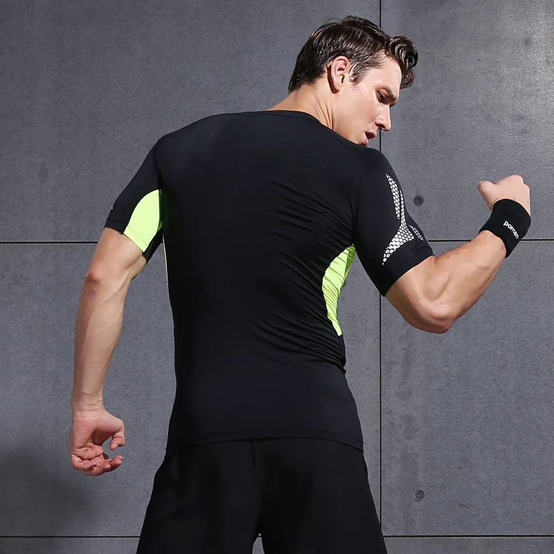 Компрессионная рубашка для мужчин спортивная одежда с коротким рукавом