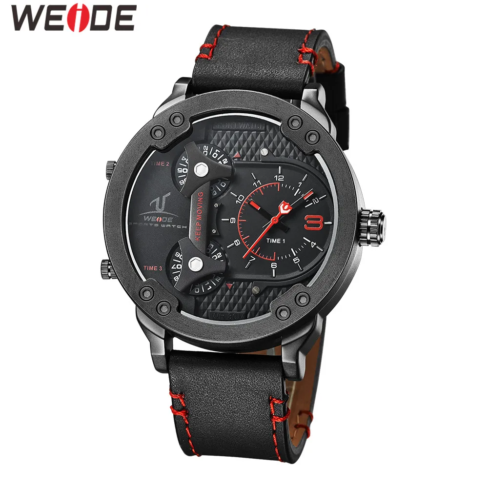 WEIDE 2016 Новая Мода Марка Мужчины Кварцевые Часы Кожаный Ремешок Водонепроницаемый