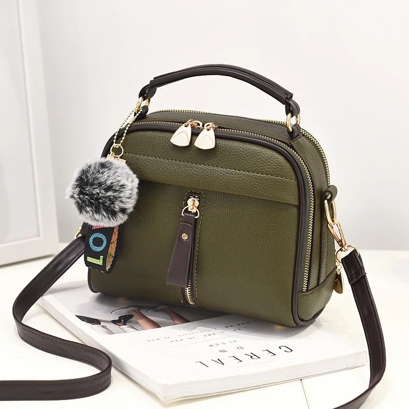 

Fashion Women Handbag PU Leather Women Messenger Bags With Ball Toy Female Shoulder Bags Ladies Party Handbags 2020