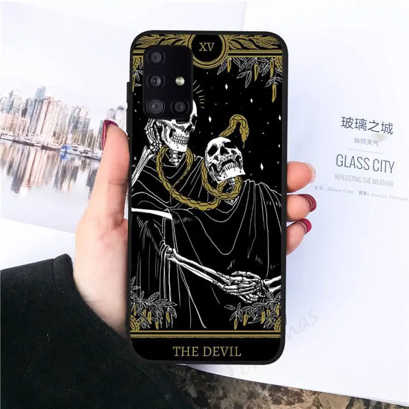 

skull Tarot Phone Case black For Samsung galaxy S 21 20 10 8 A 51 71 50 21s 70 40 20 20e note 10 plus Ultra 5g fe