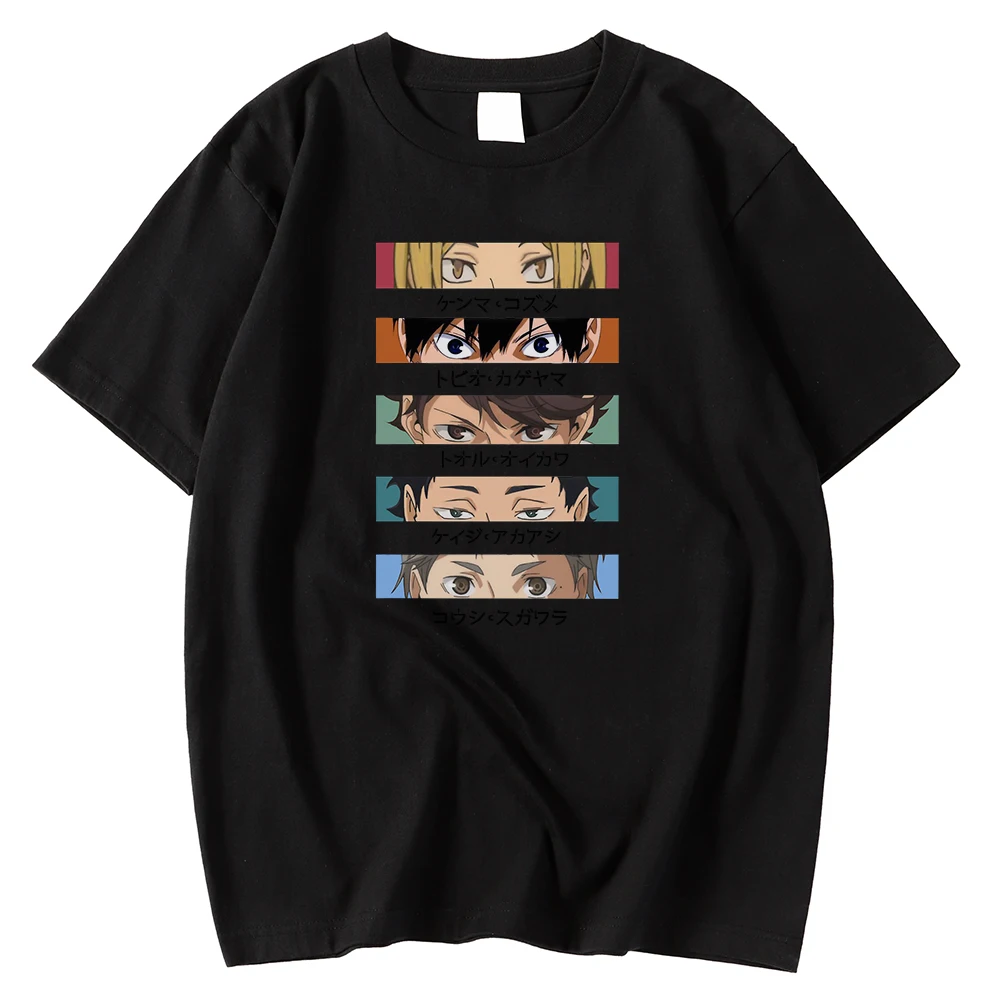 

Casual Style Mens Tshirt Short Sleeved Tee Shirts Japanese Cartoon Haikyuu Printing Clothes Oversized Breathable Tshirts Men's