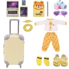 Набор чемоданов и обуви для кукол, желтого цвета, 18 дюймов, 43 см