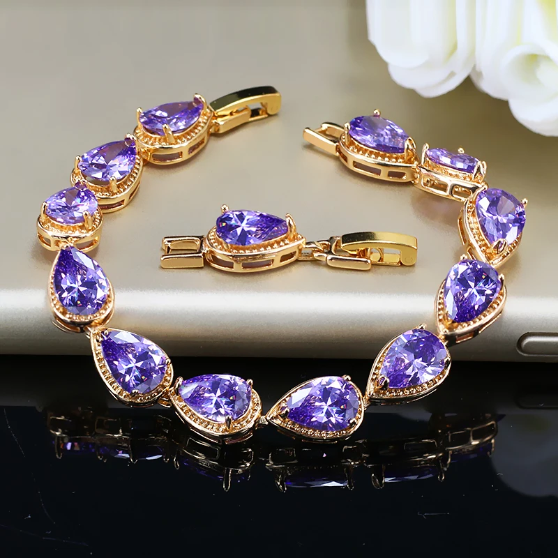 Женские золотистые браслеты с кристаллами 6 цветов | Украшения и аксессуары