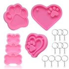 Силиконовые формы в виде собачьей лапы, 4 шт., с 10 брелоками, сердце лапа собаки, форма кость собаки, эпоксидная смола, форма, форма для рукоделия