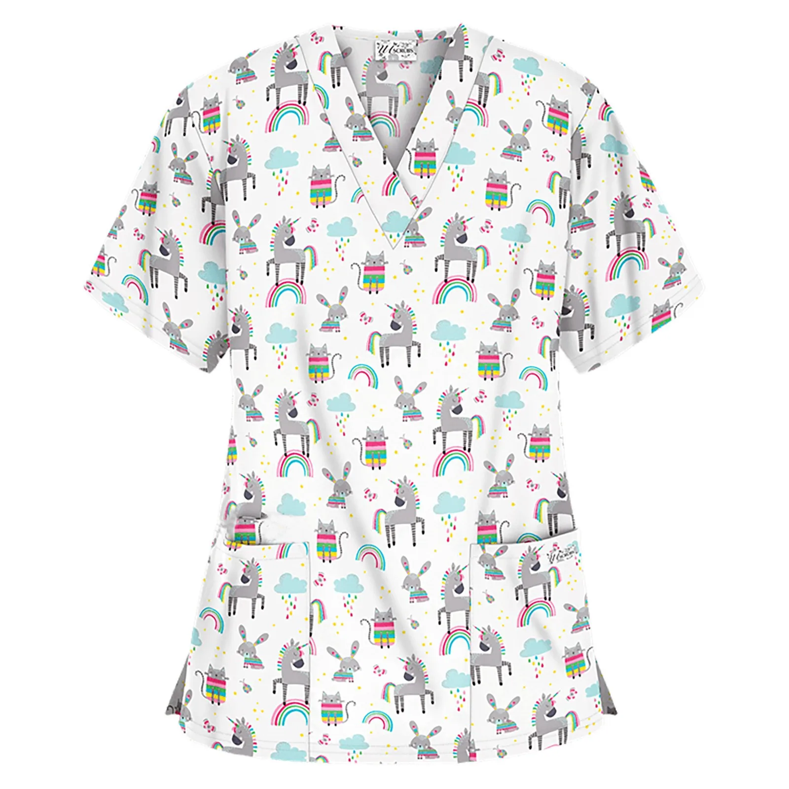 

2021 Animal Print Scrub Uniforms Veterinaria Pharmacy Hospital Nurse Scrubs Tops Beauty Salon Dentistry Pet Doctor Overalls A50